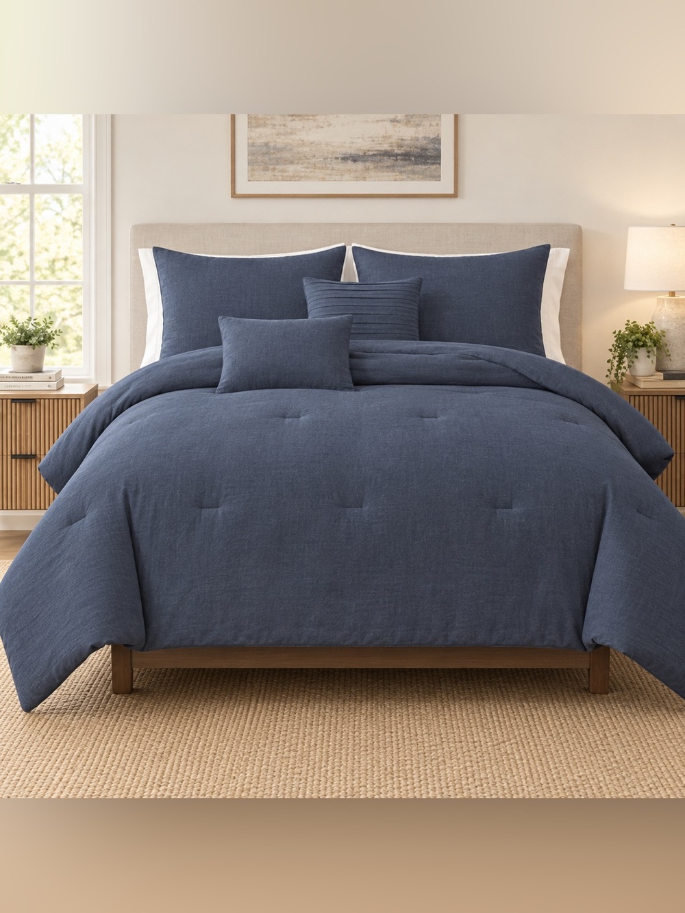 Navy blue king/calking 5 piece comforter